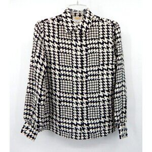 Talbots Black and White Houndstooth Blouse